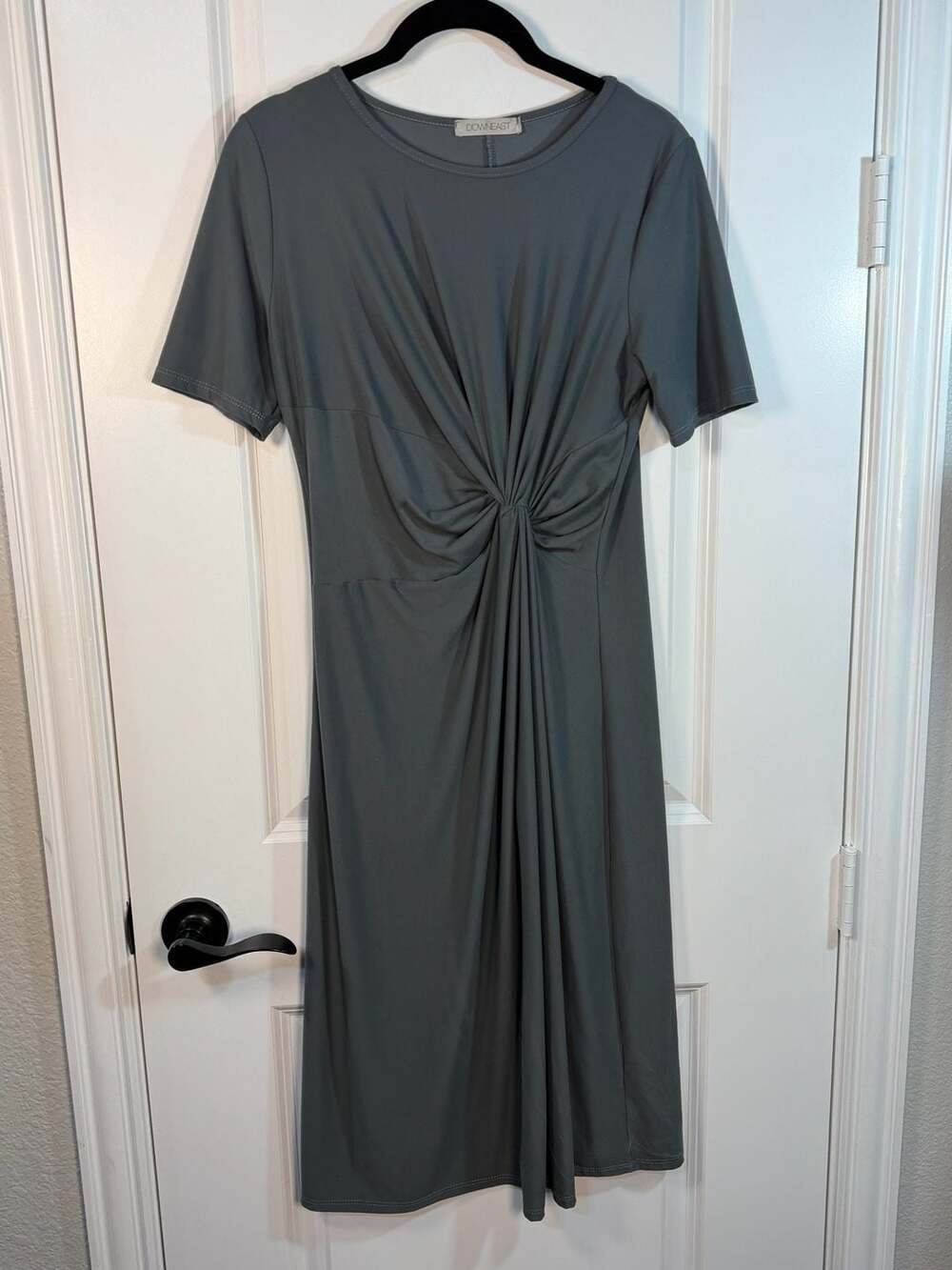 Downeast Grey Twist Front Short Sleeve Midi Dress Size S